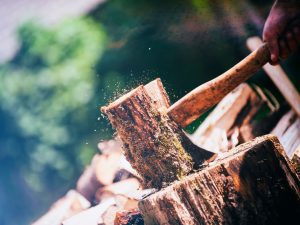 chopping wood
